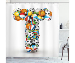Big Small Game Balls Shower Curtain
