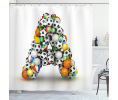 Sports Balls Stacked Shower Curtain