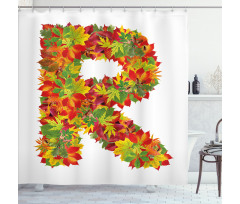 Floral R Maple Leaves Shower Curtain