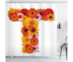 T Shaped Floral Design Shower Curtain