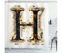 Ablaze H Sign Alphabet Shower Curtain
