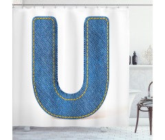 Denim Letter Alphabet Shower Curtain