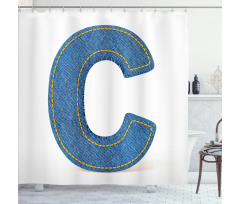 Writing Systems Denim Shower Curtain