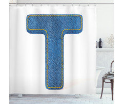Blue Jean Texture T Shower Curtain