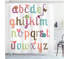 Girly Feminine Alphabet Shower Curtain