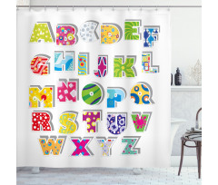 Alphabet Set Colorful Shower Curtain