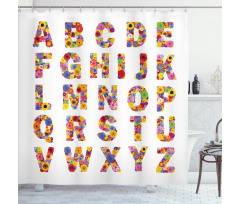 Colorful Flora Alphabet Shower Curtain