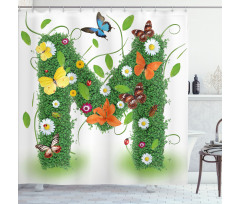 Flower and Butterfly M Shower Curtain
