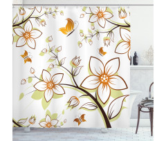Seasonal Flora Fauna Shower Curtain