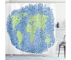 Fingerprint World Map Shower Curtain