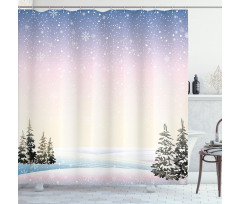 Snowfall and Pine Trees Shower Curtain