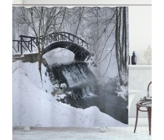 Wooden Bridge Cold River Shower Curtain