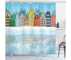 Christmas Houses Sea Shower Curtain
