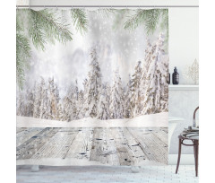 Wooden Surface Image Shower Curtain