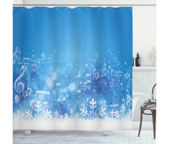 Music Notes Snowflakes Shower Curtain