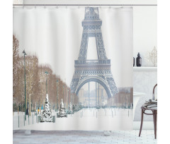 Eiffel Tower in Snow Shower Curtain