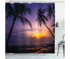Vivid Twilight Palm Trees Shower Curtain
