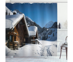 Houses Austria Mountains Shower Curtain
