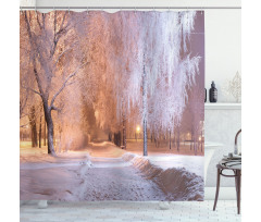 Night Scene Frozen Trees Shower Curtain