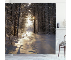 Christmas Snow Forest Shower Curtain