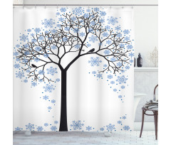 Tree with Snowflakes Shower Curtain