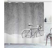 Bicycle Snow Calm Scene Shower Curtain