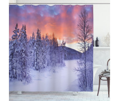 Frozen River Sunrise Shower Curtain