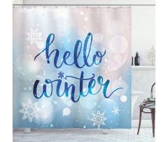 Hello Winter Words Snow Shower Curtain