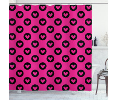 Hearts Big Black Spots Shower Curtain