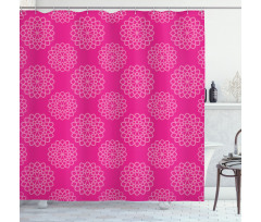 Geometric Flower Motif Shower Curtain