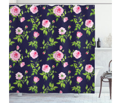 Vintage Roses Buds Shower Curtain