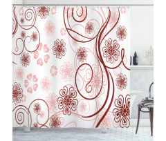 Flowers Bold Lines Shower Curtain