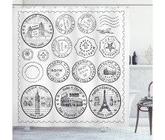 Stamps Famous Landmarks Shower Curtain