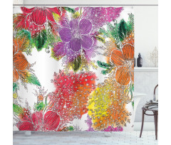 Abstract Colorful Flowers Shower Curtain