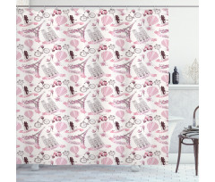 Kissing Couple Valentines Shower Curtain