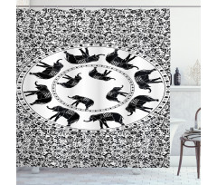 Monchrome Animal Floral Shower Curtain