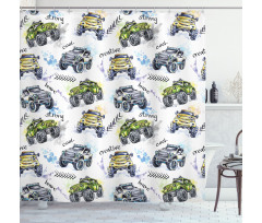 Hand Drawn Monster Truck Shower Curtain