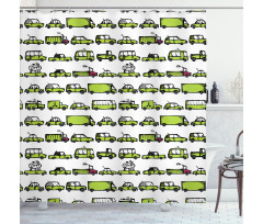 Sedans Bus Traveling Theme Shower Curtain