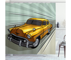 Yellow Vehicle Speeding Shower Curtain