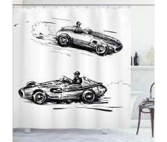Racing Vehicles Sketch Shower Curtain