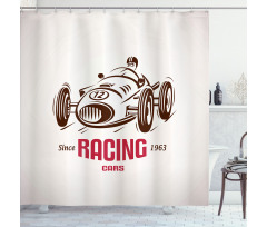 Retro Race Car Emblem Shower Curtain