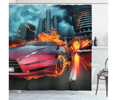 Red Hot Concept Car Flames Shower Curtain