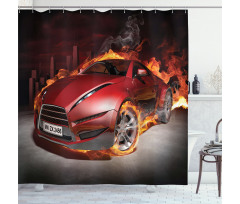 Burnout Tires Sport Car Shower Curtain