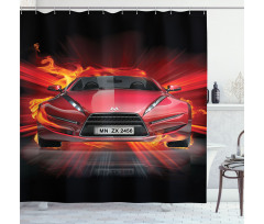 Fire Car Speeding Flames Shower Curtain