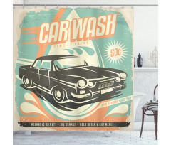 Retro Car Wash Poster Shower Curtain