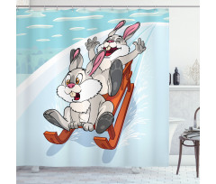 Winter Wooden Sled Cartoon Shower Curtain