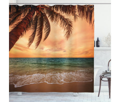 Exotic Seascape with Palm Shower Curtain