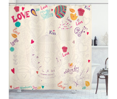 Hand Drawn Doodle Pot Shower Curtain