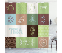 Checkered Tea Images Shower Curtain