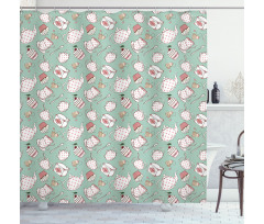 Dotted Pots and Cups Shower Curtain